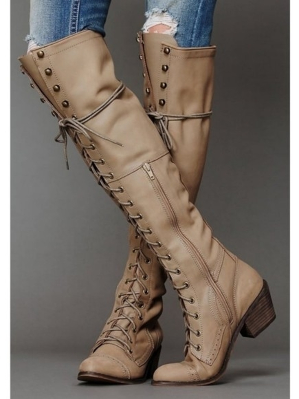 Free People Jeffrey Campbell Lace Up Over The Knee Boots Size 9